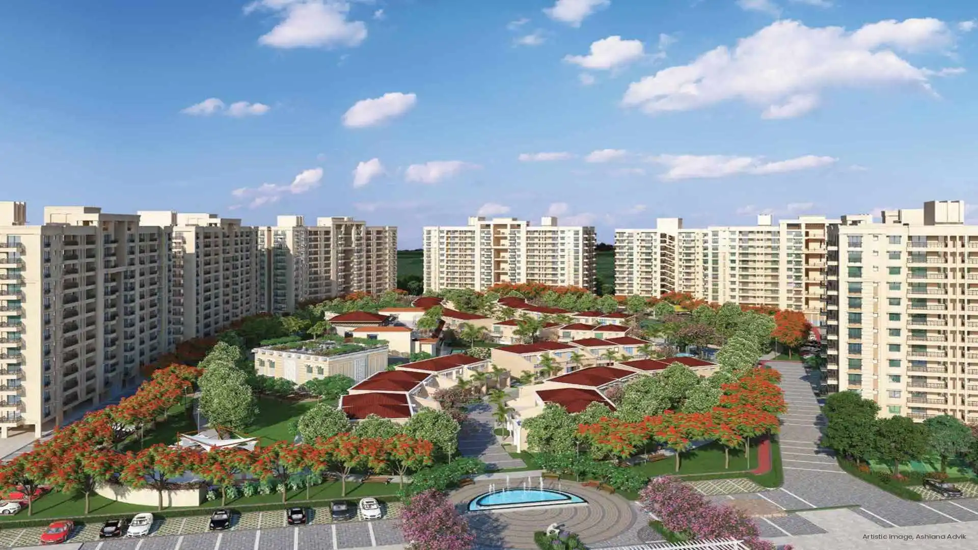 Exterior view of Ashiana Advik towers and villas