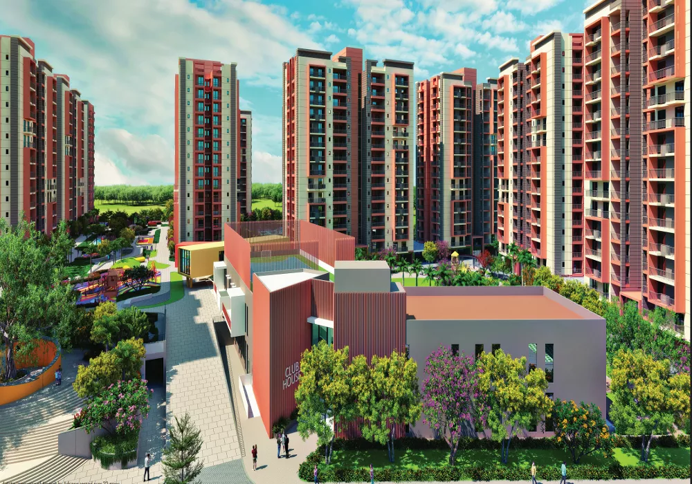 Aerial view of Ashiana Amarah luxury apartments and landscaped township in Gurgaon